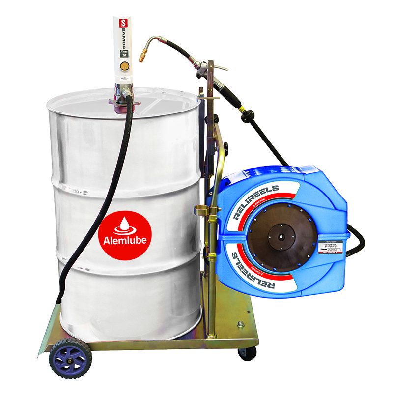 228301N-1.jpg ALEMLUBE HEAVY DUTY MOBILE OIL KIT WITH 10M HOSE REEL & ON/OFF CONTROL VALVE