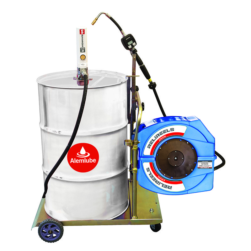 228701N-1.jpg ALEMLUBE HEAVY DUTY MOBILE OIL KIT WITH 10M HOSE REEL & ELECTRONIC OIL METER