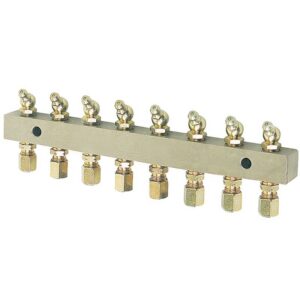ALEMLUBE GREASE NIPPLE HEADER BLOCK 8 OUTLETS 6MM FITTINGS