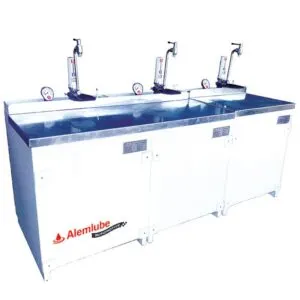 ALEMLUBE AUTOMOTIVE 3 X 500L MODULAR BENCH WITH SAMOA BAR TAPS