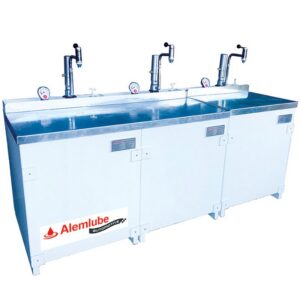 ALEMLUBE AUTOMOTIVE 3 X 500L MODULAR BENCH WITH EL SERIES BAR TAPS