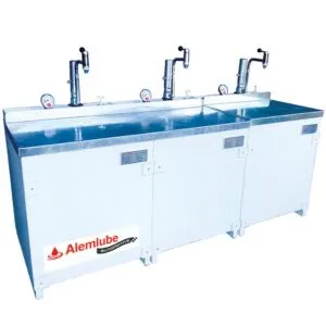 ALEMLUBE AUTOMOTIVE 3 X 500L MODULAR BENCH WITH EL SERIES BAR TAPS