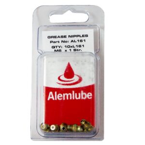 ALEMLUBE M6 X 1 STRAIGHT GREASE NIPPLE 10 PACK