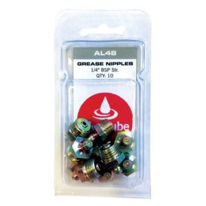 ALEMLUBE 1/4" BSP STRAIGHT GREASE NIPPLE 10 PACK