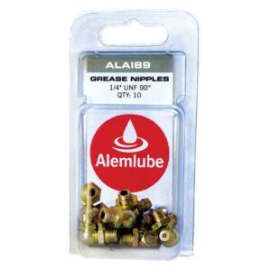 ALEMLUBE 1/4" UNF 90 DEGREE GREASE NIPPLE 10 PACK
