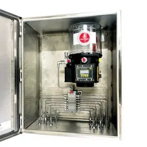 ALEMLUBE COMPACT INDUSTRIAL CABINET + PUMP + DIVIDERS + CONTROLLER & 2 OUTLETS