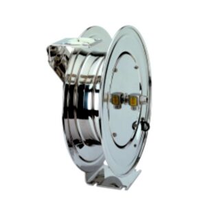 COXREELS SPRING 50M BARE STAINLESS STEEL HOSE REEL